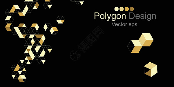 Banner Gold和黑色立方体设计颜色音图片