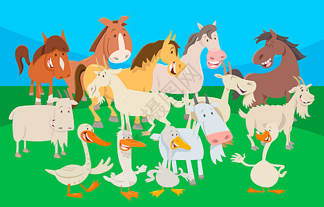 可爱的农场动物卡通人物组图片