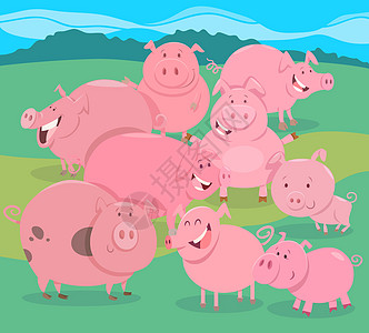 一群猪农场动物角色组图片