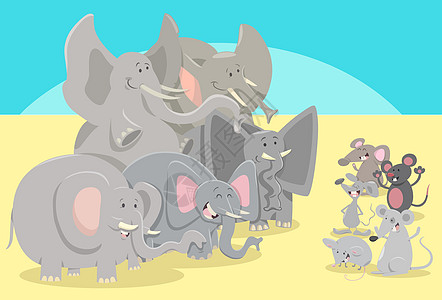 卡通大象和老鼠动物角色图片