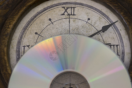 用旧时钟和 dvd 播放图形几何时间圆形图形学背景图片