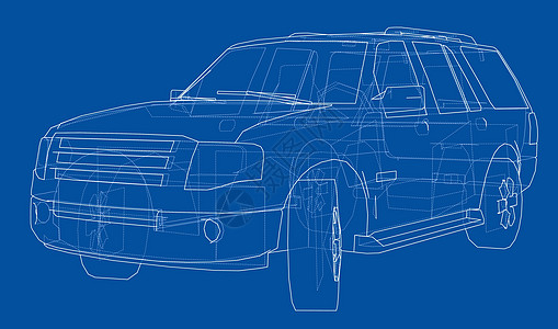 汽车 Suv 绘图轮廓 韦克托草稿绘画蓝图越野车车轮检查运输卡车插图运动图片