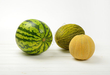 成熟瓜品种情调西瓜异国热带食物绿色黄色网状水果图片