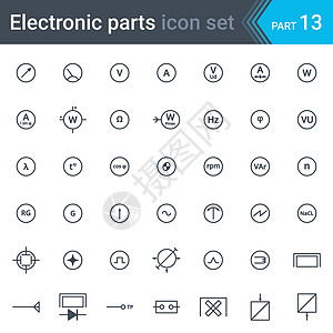 瓦特电气仪器仪表和记录器的电气和电子电路图符号集设计图片