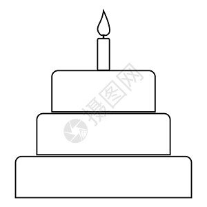 有蜡烛图标的蛋糕 黑色图片