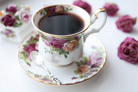 英语清晨茶杯玫瑰飞碟文化金子茶碗厨房咖啡店派对早餐蒸汽奢华图片
