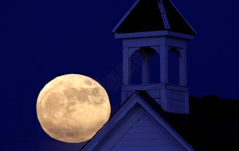 满月超月月亮月光国家天文学月球天空教会背景图片