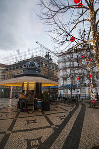 里斯本市广场街道商业旅行店铺历史建筑学路面假期鹅卵石公园图片