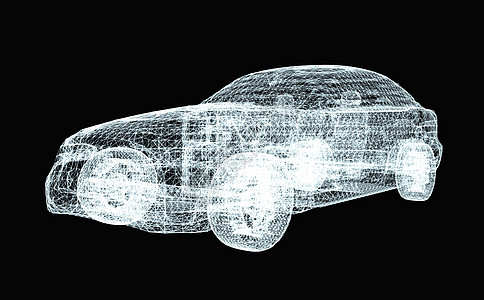 黑色背景上的汽车线框艺术技术车轮工程推介会驾驶多边形金属机器横幅背景图片