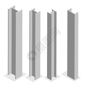 钢梁等距矢量图插图托梁金属工程建筑生产法兰绘画建造工业图片