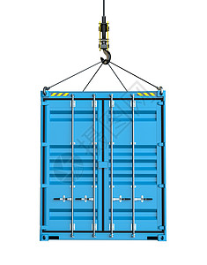服务交付hoo吊装的货物集装箱盒子货运3d组织蓝色加载进口送货插图起重机图片