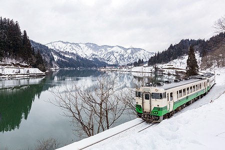 冬季风雨雪培训景观火车铁路冰镇树木松树林地村庄白色风光图片