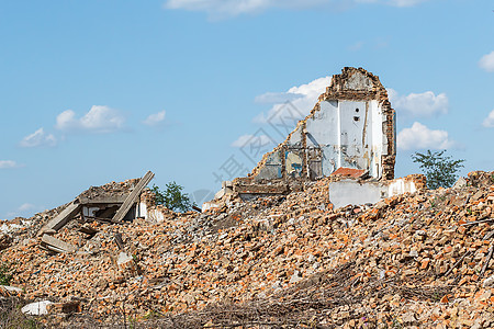 被炸废砖建筑建筑学场景窗户灾难房子危机地震灰尘拆除废墟图片