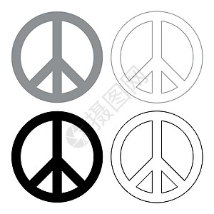 世界和平标志符号图标 说明灰色和黑色插画