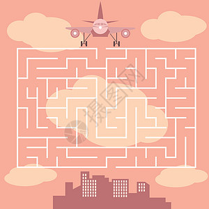 带飞机的迷宫儿童游戏矢量艺术品旅行插图飞机场行李孩子微笑小路娱乐假期图片