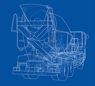 卡车搅拌机草图 韦克托车辆蓝图送货货物混合器活动工业汽车建设者车轮图片