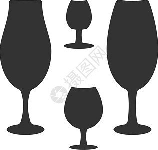 一套不同的葡萄酒玻璃圆筒 在背景上隔绝的花瓶插图苏打餐厅酒精酒吧饮料剪影塑料啤酒藤蔓图片