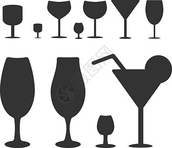 一套不同的葡萄酒玻璃圆筒 在背景上隔绝的花瓶收藏饮料酒吧酒精液体果汁插图啤酒餐厅藤蔓图片