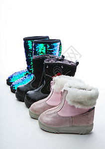 婴儿冬季鞋子演播室质量白背景季节蕾丝童年女性衣服孩子皮革靴子鞋类羊皮图片
