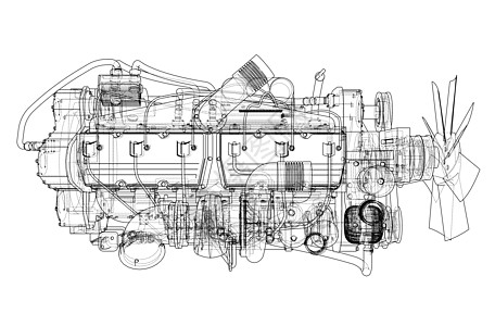 汽车引擎  3 的矢量渲染技术力量网格机械绘画卡通片齿轮金属插图工程图片