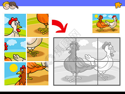 两只鸡农场鸟的拼图游戏图片