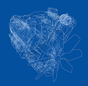 汽车引擎  3 的矢量渲染草图金属网格齿轮卡通片建造床单机器插图横幅图片