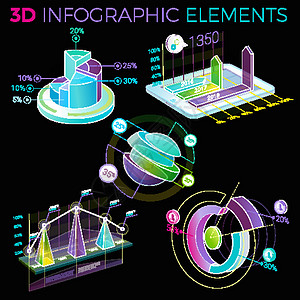 3D 图表元素紫色战略金融馅饼销售量数字店铺报告研究数据图片