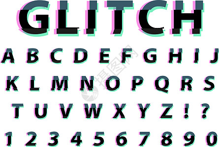 小故障排版噪声字体 刻字字体扭曲的风格 时髦的字母干扰从 A 到 Z 的拉丁字母 在白色背景下被隔离 矢量图数字失败屏幕技术展示背景图片