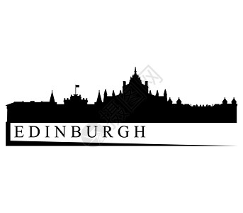 爱丁堡天线王国城堡黑色贴纸商业插图景观历史性白色大学图片