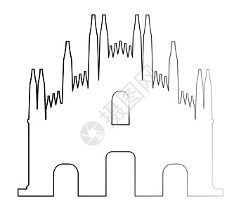 米兰大教堂历史天际插图建筑学旅行艺术地标文化标签城市背景图片
