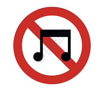 没有音乐图标警告喇叭按钮打扰插图噪音禁令令牌白色横幅图片