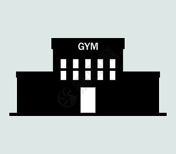 健身建筑图标肌肉运动员锻炼哑铃运动白色杠铃健身房等距训练图片