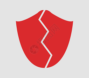 破碎的盾牌 ico插图安全裂缝框架保护按钮网络警卫标签黑色图片