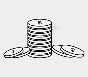 钱币图标金属银行现金金子货币投资库存经济银行业插图图片