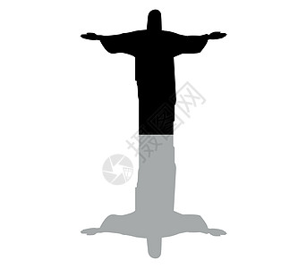 基督里约热内卢的图标地标基督雕像扁平化宗教旅行画报图片