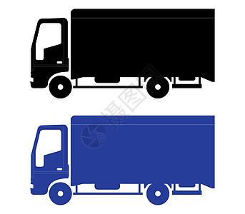 卡车图标服务货物汽车船运车辆运输送货驾驶白色黑色图片