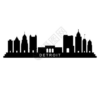天际线底特律城市摩天大楼旅行地标建筑插图白色艺术品景观纪念碑图片