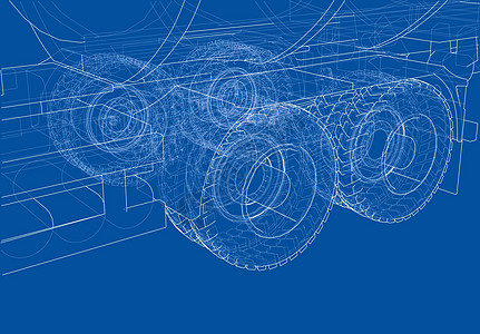 大型卡车和拖车轮车轮圆圈送货驾驶水平团体草图蓝图压力船运图片