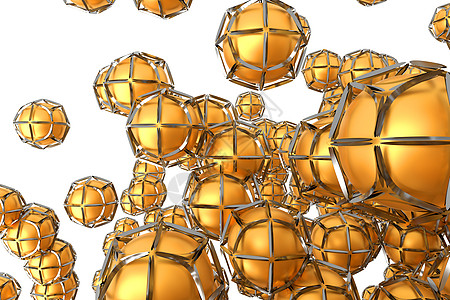 框架外壳中的金属球体艺术品几何学网络科学黄色圆形技术团体推介会微生物背景图片