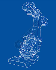 工业机器人机械手 矢量图像自动化力学工程电脑工厂草图生产技术金属蓝图图片