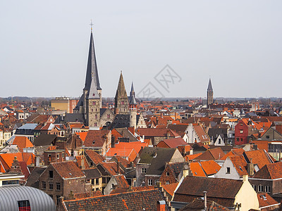 从贝尔弗里的Ghent空中观视 美丽的中世纪建筑图片