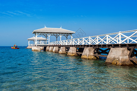 泰国岛的森林滨水馆 AsDang桥海洋热带旅游游客海岸港口海景码头海浪建筑学图片