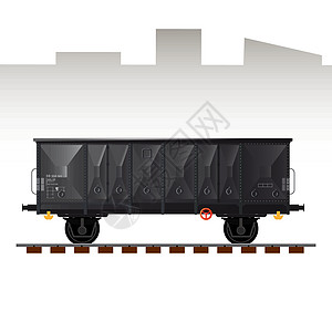 它制作图案详细的铁路货车矢量运输艺术品交通运动铁轨过境货运插图火车物流图片