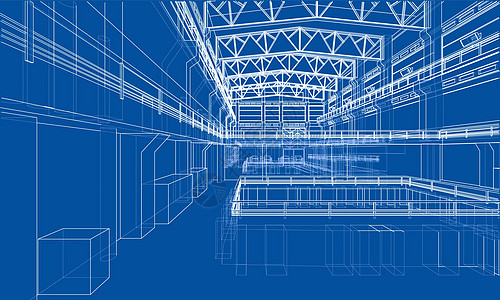 工业区示意图 韦克托建筑绘画工业建筑物框架蓝图工程工厂商业仓库图片