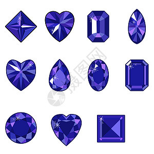 向量集的各种形状的钻石六边形礼物财富石头奢华反射圆形宝藏水晶白色图片