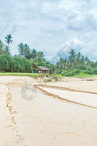 斯里兰卡传统居住在通往河面的河流上图片