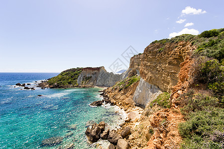 Gerakas海滩海龟筑巢地点胜地爬坡生殖树木保护区波浪海洋悬崖旅游太阳图片