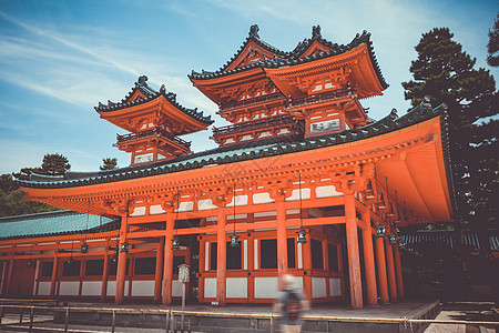 日本京都济津古神庙场景神道花园佛教徒建筑学神社橙子文化传统宗教图片