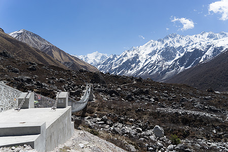 尼泊尔Langtand河谷登山山脉假期浪塘旅游天空远足生态旅行图片