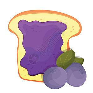 烤面包片三明治蓝莓果酱 早餐吃!图片